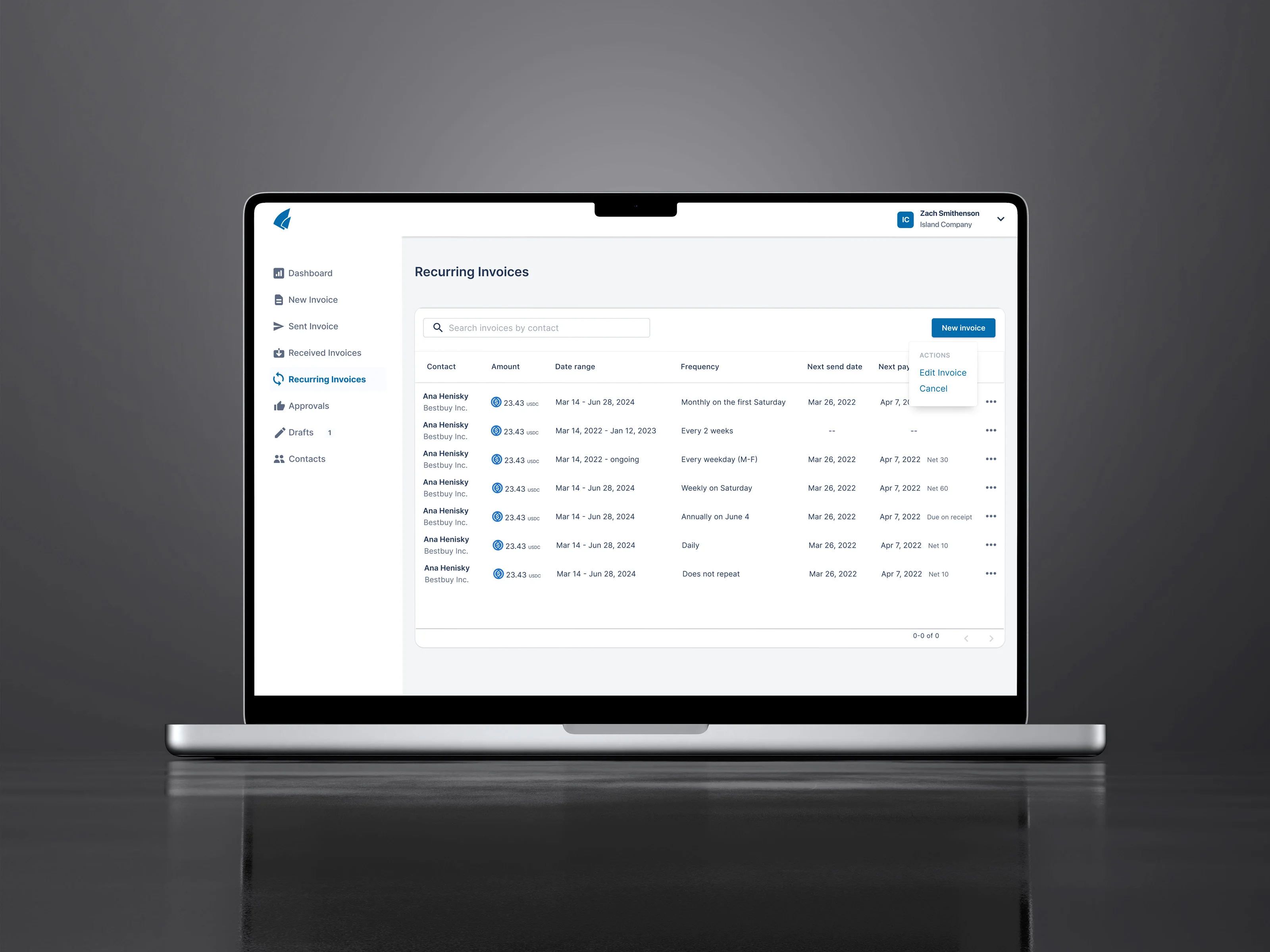 Recurring invoices in Syro